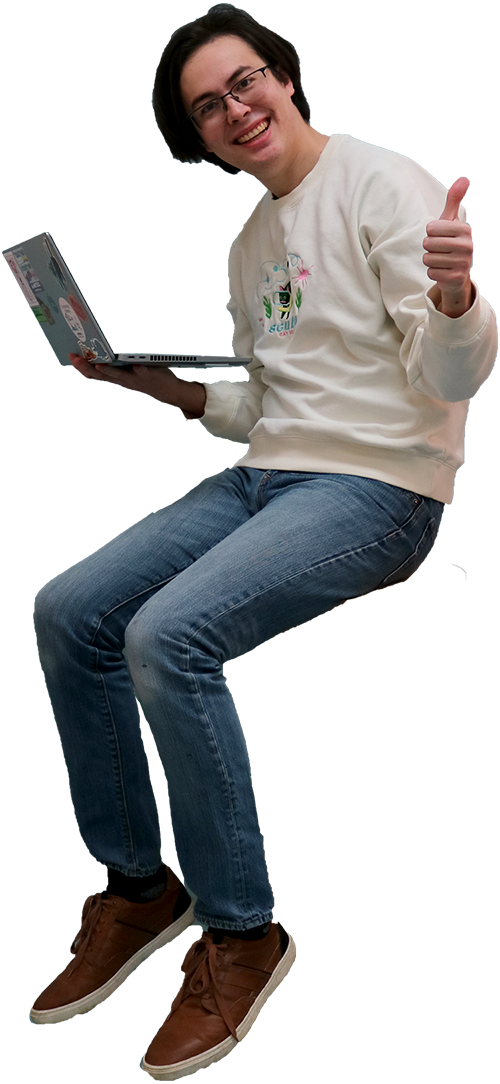 Kadin on his Laptop